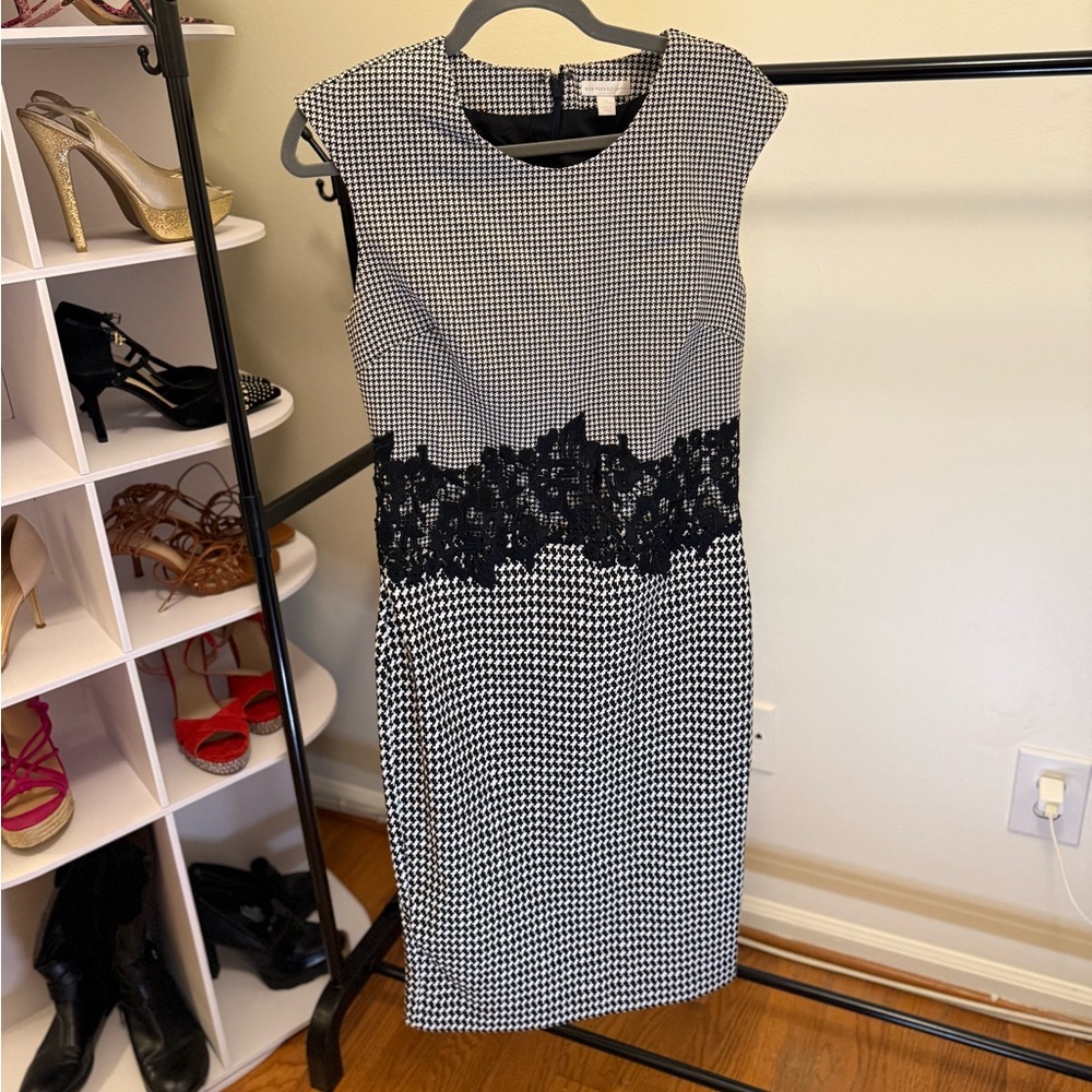 New York & Company Black and White Midi Dress
